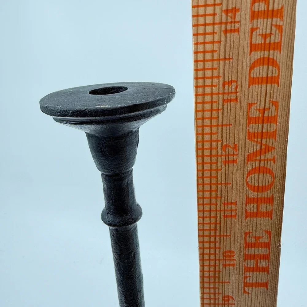 Pier‎ One Cast Iron Candlestick Holder Home Decor OS Black Vintage Fluted Base